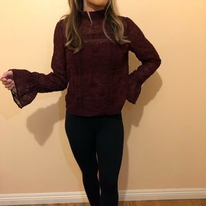 Willow & Clay burgundy sheer blouse
